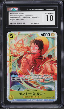 2023 One Piece Starter Deck: 3 Brothers Monkey D. Luffy #ST13-015 CGC 10 GEM MINT