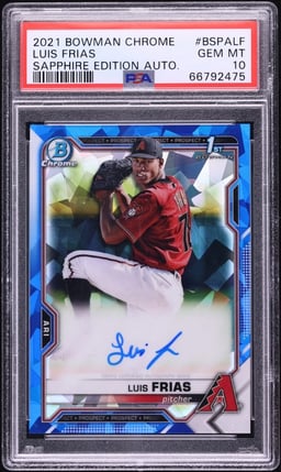 2021 Bowman Chrome Sapphire Edition Luis Frias PROSPECT AUTO #BSPA-LF PSA 10 GEM MINT