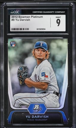 2012 Bowman Platinum Yu Darvish ROOKIE #9 CGC 9 MINT