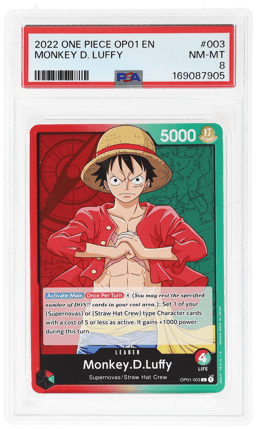2022 One Piece Romance Dawn Leader Monkey D. Luffy #OP01003 PSA 8