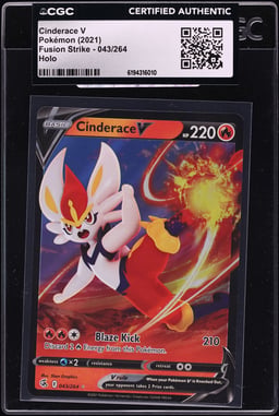 2021 Pokemon Sword & Shield Fusion Strike Holo Cinderace V #43 CGC AUTH