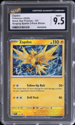 2024 Pokemon Black Star Promo Surging Sparks Three Pack Blisters Zapdos #157 CGC 9.5