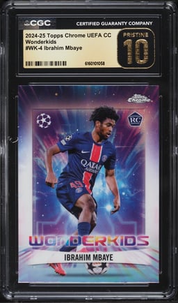 2024 Topps Chrome UEFA Club Competitions Wonderkids Ibrahim Mbaye ROOKIE #WK-4 CGC 10 PRISTINE