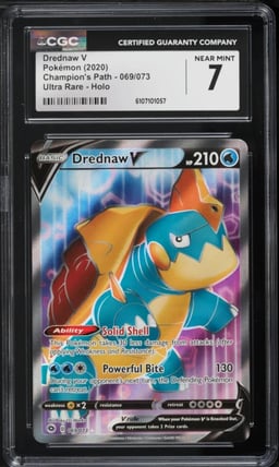 2020 Pokemon Sword & Shield Champion's Path Off-Center Full Art Drednaw V #69 CGC 7 NRMT