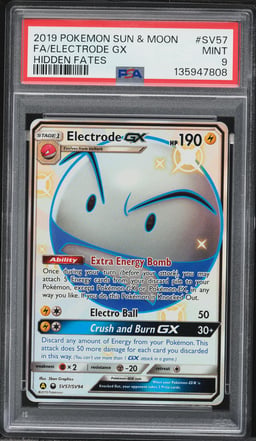 2019 Pokemon Sun & Moon Hidden Fates Full Art Electrode Gx #SV57 PSA 9 MINT