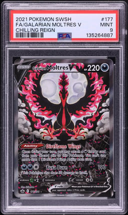 2021 Pokemon Sword & Shield Chilling Reign Alt Art Galarian Moltres V #177 PSA 9 MINT
