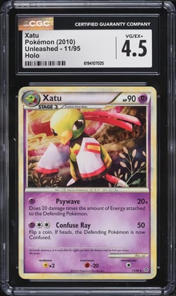 2010 Pokemon HeartGold & SoulSilver Unleashed Holo Xatu #11 CGC 4.5 VGEX+