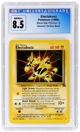 1999 Pokemon Wizards of the Coast Black Star Promo Mewtwo Strikes Back Electabuzz #2 CGC 8.5