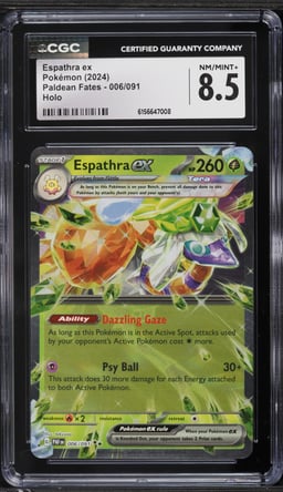 2024 Pokemon Scarlet & Violet Paldean Fates Holo Espathra EX #6 CGC 8.5 NM-MT+