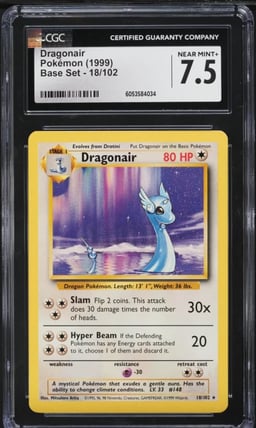 1999 Pokemon Base Set Dragonair #18 CGC 7.5 NRMT+