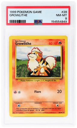 1999 Pokemon Base Set Growlithe #28 PSA 8