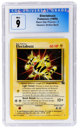 1999 Pokemon Wizards of the Coast Black Star Promo Mewtwo Strikes Back Electabuzz #2 CGC 9
