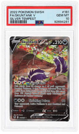 2022 Pokemon Sword and Shield Silver Tempest Skuntank V #181 PSA 10