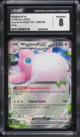 2023 Pokemon Scarlet & Violet 151 Holo Wigglytuff Ex #40 CGC 8 NM-MT
