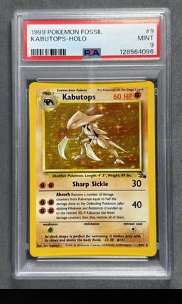 1999 Pokemon Fossil #9 KABUTOPS HOLO 9/62 Base Set Series RARE Card PSA 9