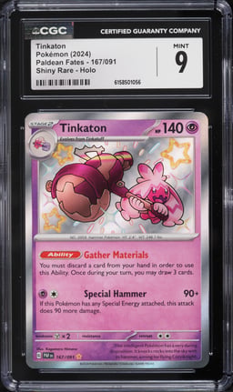 2024 Pokemon Scarlet & Violet Paldean Fates Shiny Tinkaton #167 CGC 9 MINT