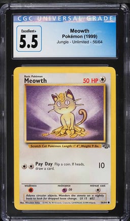 1999 Pokemon Jungle Meowth #56 CGC 5.5 EX+
