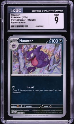2026 Pokemon Mega Evolution Perfect Order Reverse Holo Haunter #049 CGC 9 MINT