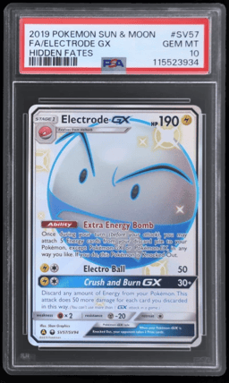 2019 Pokemon Sun and Moon Hidden Fates Shiny Vault Electrode Gx #SV57 PSA 10