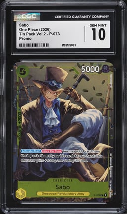 2026 One Piece Promo Tin Pack Vol.2 Alt Art Sabo #P-073 CGC 10 GEM MINT