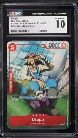 2025 One Piece Starter Deck EX Gear 5 Borderless Alt Art Usopp #ST21-002 CGC 10 GEM MINT
