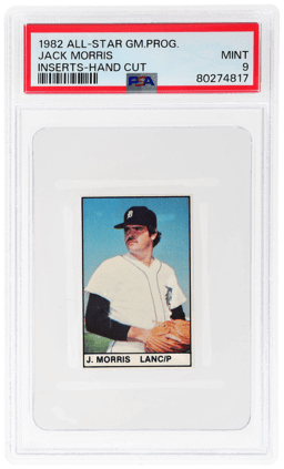 1982 All Star Game Program Inserts Hand Cut Jack Morris PSA 9