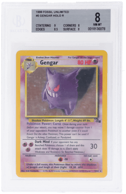 1999 Pokemon Fossil Holo Gengar #5 BGS 8