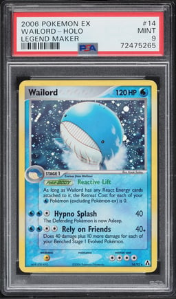 2006 Pokemon EX Legend Maker Holo Wailord #14 PSA 9 MINT