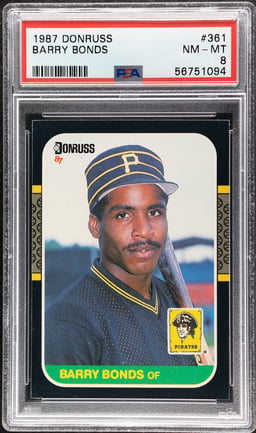 1987 Donruss Barry Bonds #361 PSA 8