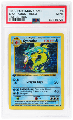 1999 Pokemon Base Set 1st Edition Holo Gyarados #6 PSA 9