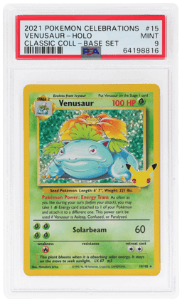 2021 Pokemon Celebrations Classic Collection Base Set Holo Venusaur #15 PSA 9