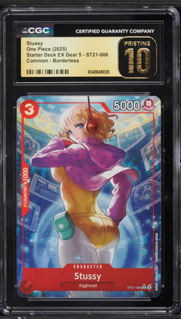 2025 One Piece Starter Deck EX Gear 5 Borderless Alt Art Stussy #ST21-006 CGC 10 PRISTINE
