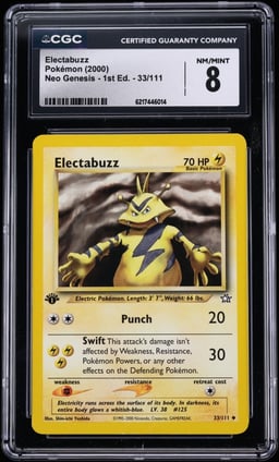 2000 Pokemon Neo Genesis 1st Edition Electabuzz #33 CGC 8 NM-MT