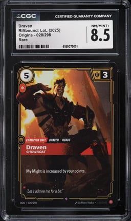 2025 Riftbound League Of Legends LoL Origins Draven #028 CGC 8.5 NM-MT+