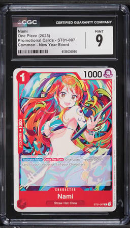 2025 One Piece Promo Cards New Year Event Nami #ST01-007 CGC 9 MINT