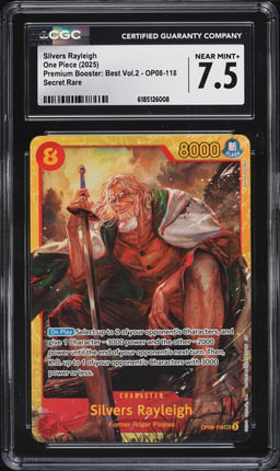 2025 One Piece Premium Booster: Best Vol.2 Silvers Rayleigh #OP08-118 CGC 7.5 NRMT+