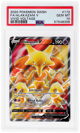 2020 Pokemon Sword and Shield Vivid Voltage Alakazam V #172 PSA 10