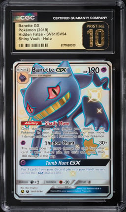 2019 Pokemon Sun & Moon Hidden Fates Shiny Vault Shiny Banette GX #SV61 CGC 10 PRISTINE
