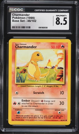 1999 Pokemon Base Set Charmander #46 CGC 8.5 NM-MT+