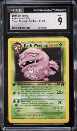 2000 Pokemon Team Rocket 1st Edition Dark Weezing #31 CGC 9 MINT