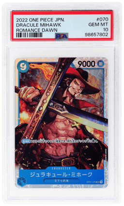 2022 One Piece Romance Dawn Japanese Dracule Mihawk #OP01070 PSA 10