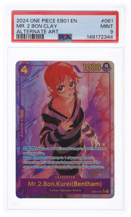2024 One Piece Extra Booster Memorial Collection Alternate Art Mr. 2 Bon Clay #EB01-061 PSA 9
