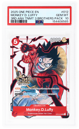 2025 One Piece Tournament Promo 3rd Anniversary 3 Brothers Pack Monkey D. Luffy #ST01012 PSA 10