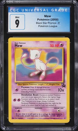 2000 Pokemon League Black Star Promo Mew #8 CGC 9 MINT