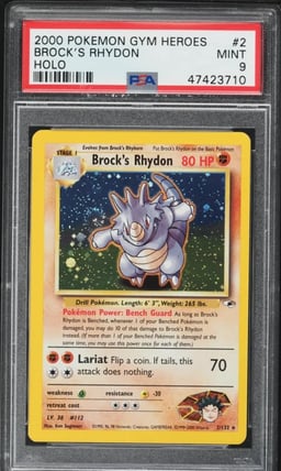 2000 Pokemon Gym Heroes Holo Brock's Rhydon #2 PSA 9 MINT