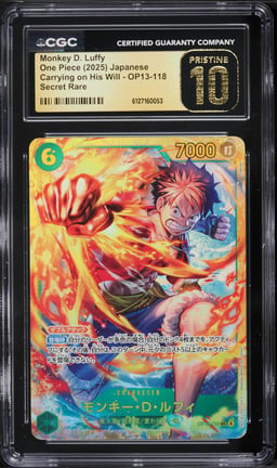 2025 One Piece Japanese Carrying On His Will SEC Monkey D. Luffy #OP13-118 CGC 10 PRISTINE