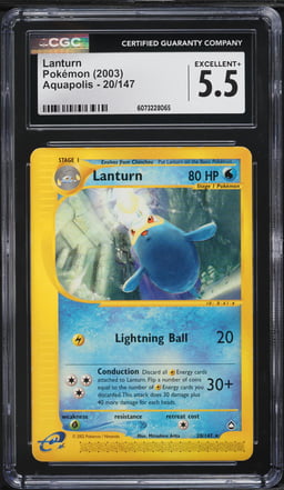 2003 Pokemon Aquapolis Lanturn #20 CGC 5.5 EX+