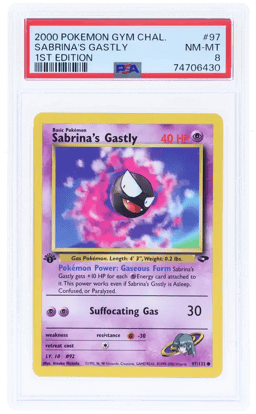 2000 POKEMON GYM CHALLENGE #97 SABRINA'S GASTLY 1ST EDITION PSA 8