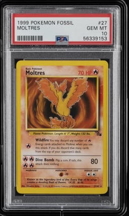1999 POKEMON FOSSIL #27 MOLTRES PSA 10
