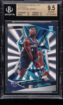 2019 Panini Revolution Sunburst Zion Williamson ROOKIE /75 #101 BGS 9.5 GEM MINT